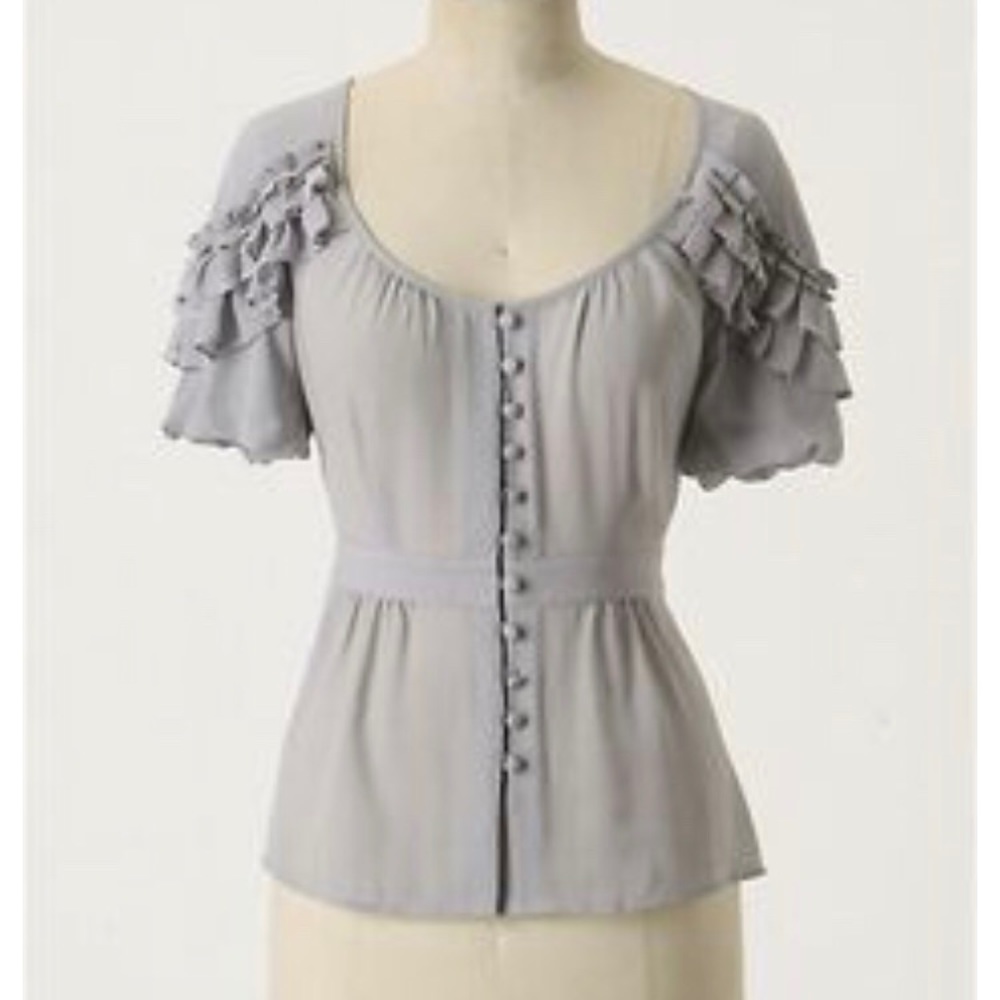 Anthropologie Floreat Ruffle Blouse 0 2